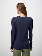 블루 - Crew Clothing Textured Stripe Long Sleeve Top - 5의 이미지 2