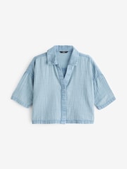 Mid Blue Denim Cheesecloth Short Sleeve Shirt - Image 6 of 7