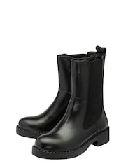 Ravel Black Leather High Cut Gusset Chelsea Boots - Image 2 of 4