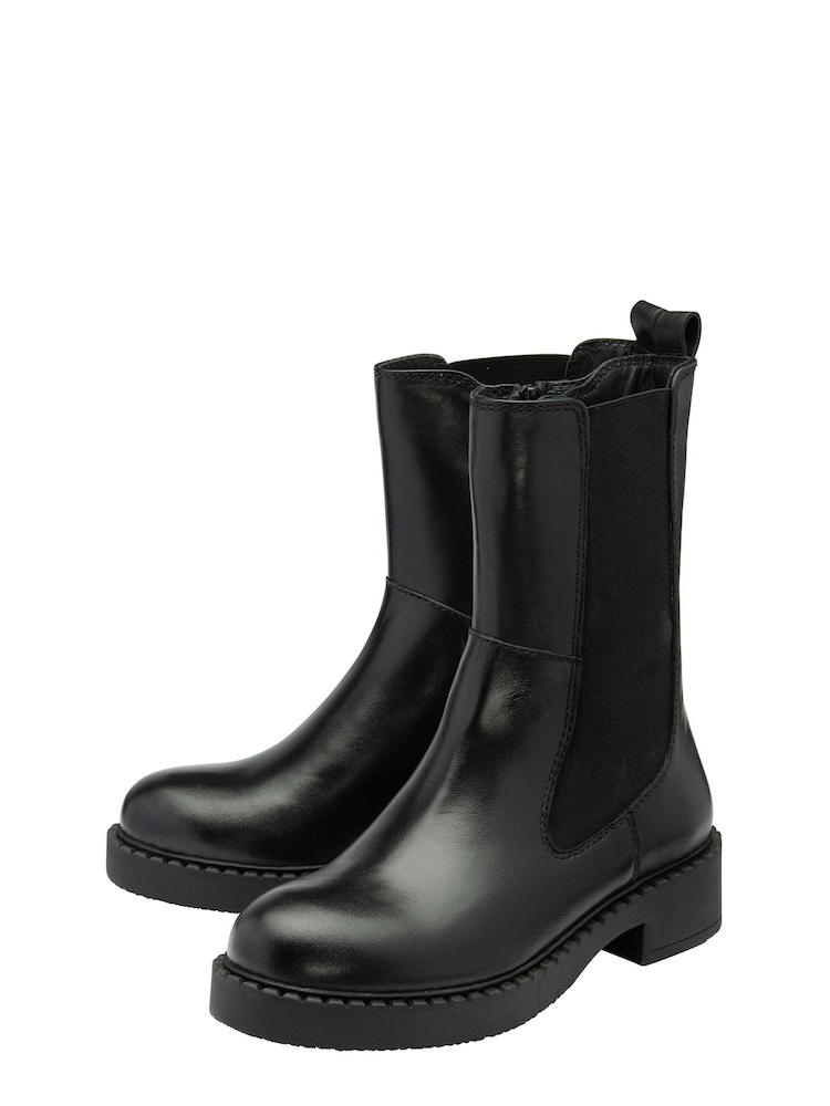 Ravel Black Leather High Cut Gusset Chelsea Boots - Image 2 of 4
