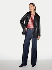 Jigsaw Red Cotton Slub Stripe Long Sleeve T-Shirt - Image 5 of 6