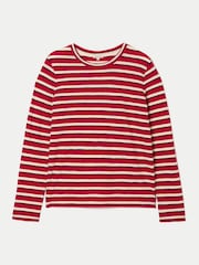 Jigsaw Red Cotton Slub Stripe Long Sleeve T-Shirt - Image 6 of 6