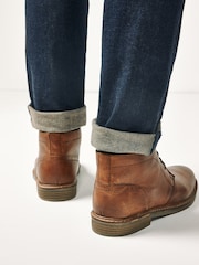 Tan Brown Regular Fit Waxy Finish Leather Chukka Boots - Image 3 of 6