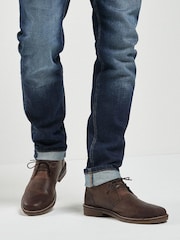 Tan Brown Regular Fit Waxy Finish Leather Chukka Boots - Image 4 of 6