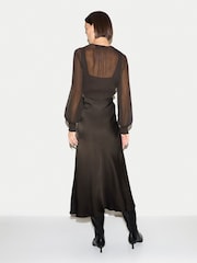 Jigsaw Dark Brown Long Sleeve Bias Dress - Image 4 of 5