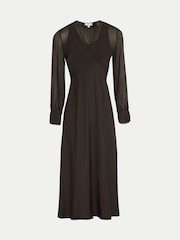 Jigsaw Dark Brown Long Sleeve Bias Dress - Image 5 of 5