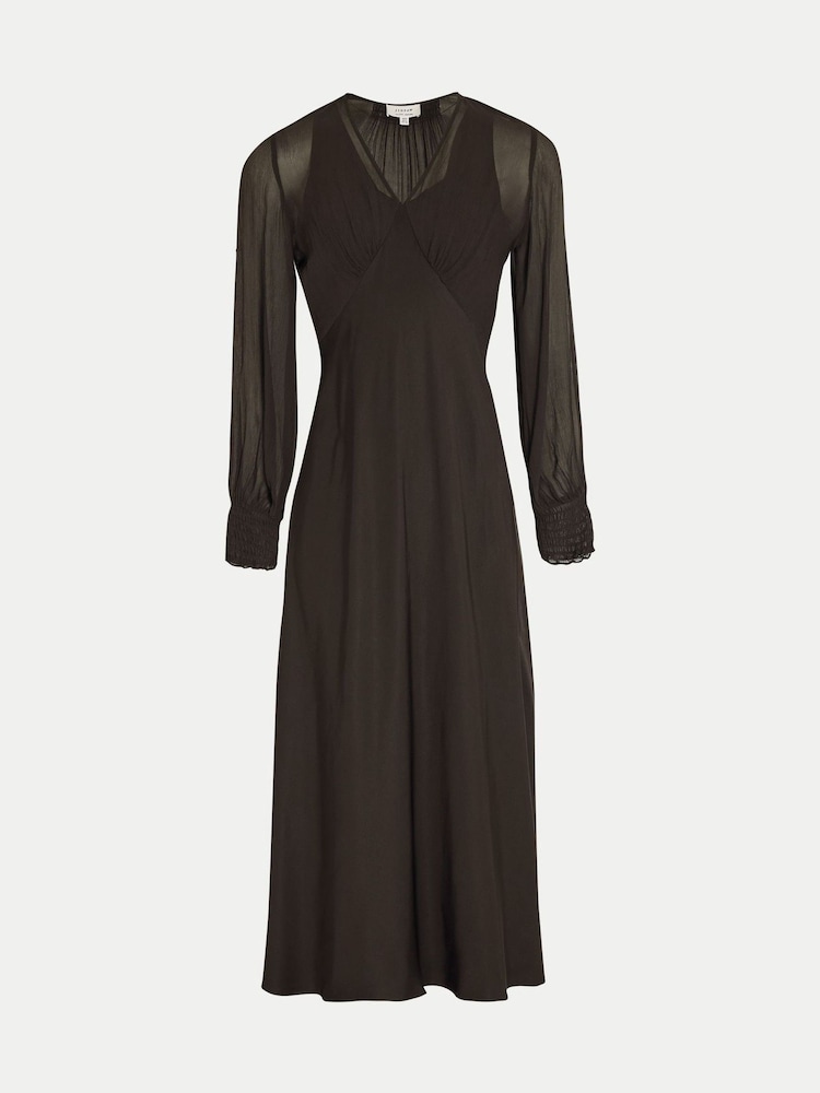 Jigsaw Dark Brown Long Sleeve Bias Dress - Image 5 of 5
