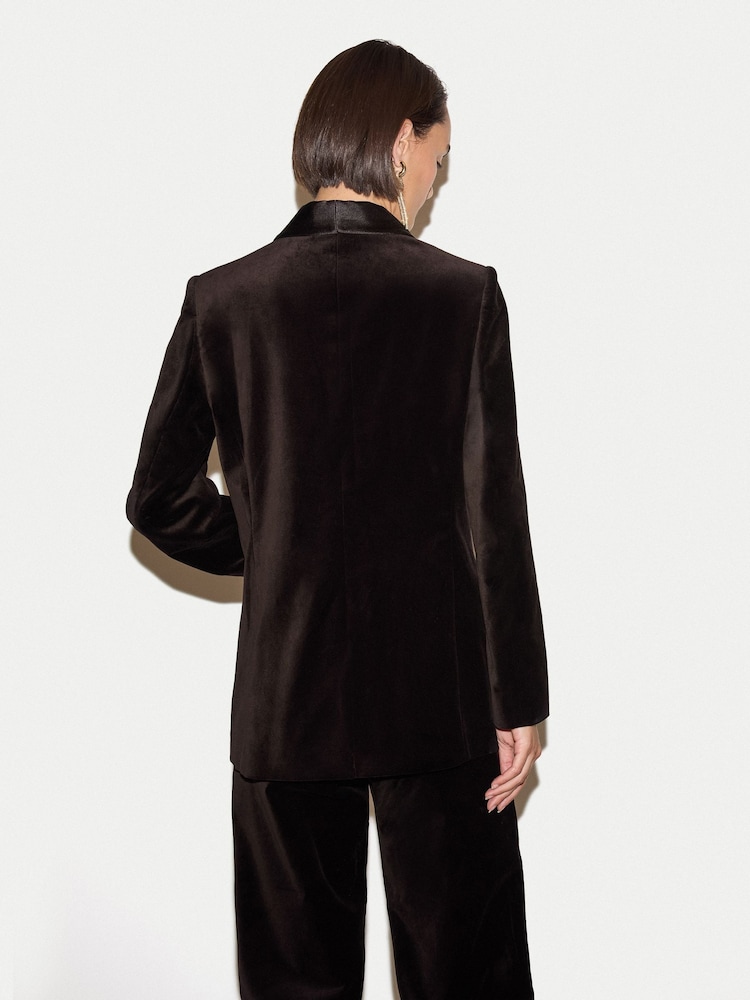 Jigsaw Brown Velvet Shawl Collar Jacket - Image 4 of 4 Jigsaw Brown Velvet Shawl Collar Jacket - Image 4 of 4