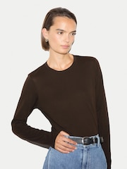 Jigsaw Brown Long Sleeve 100% Cotton Top - Image 1 of 5