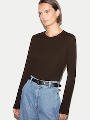 Jigsaw Brown Long Sleeve 100% Cotton Top - Image 2 of 5