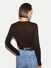 Jigsaw Brown Long Sleeve 100% Cotton Top - Image 3 of 5