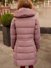 Rose Pink Shower Resistant Padded Puffer Hooded Mid Length Coat - Image 3 of 8