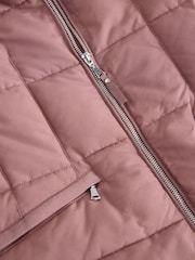 Rose Pink Shower Resistant Padded Puffer Hooded Mid Length Coat - Image 7 of 8