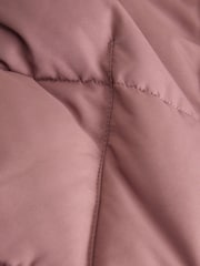 Rose Pink Shower Resistant Padded Puffer Hooded Mid Length Coat - Image 8 of 8