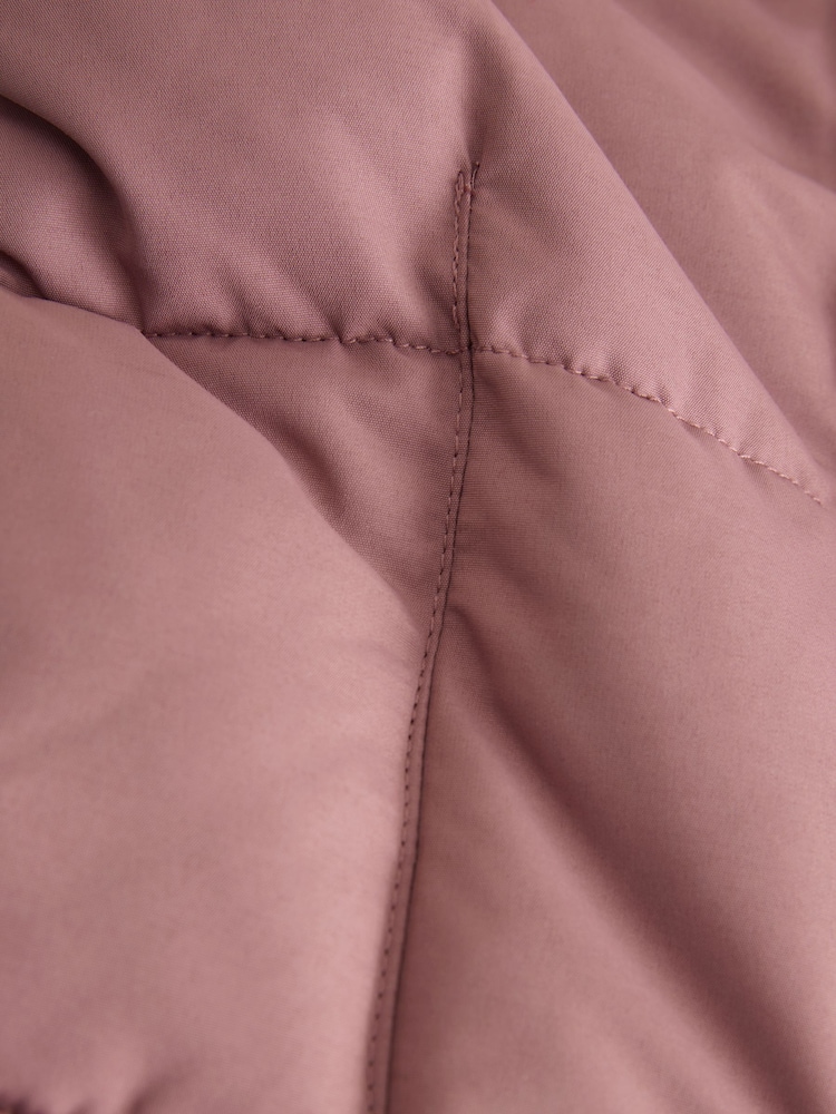 Rose Pink Shower Resistant Padded Puffer Hooded Mid Length Coat - Image 8 of 8