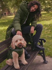 Khaki Green Shower Resistant Padded Puffer Hooded Mid Length Coat - Image 3 of 11