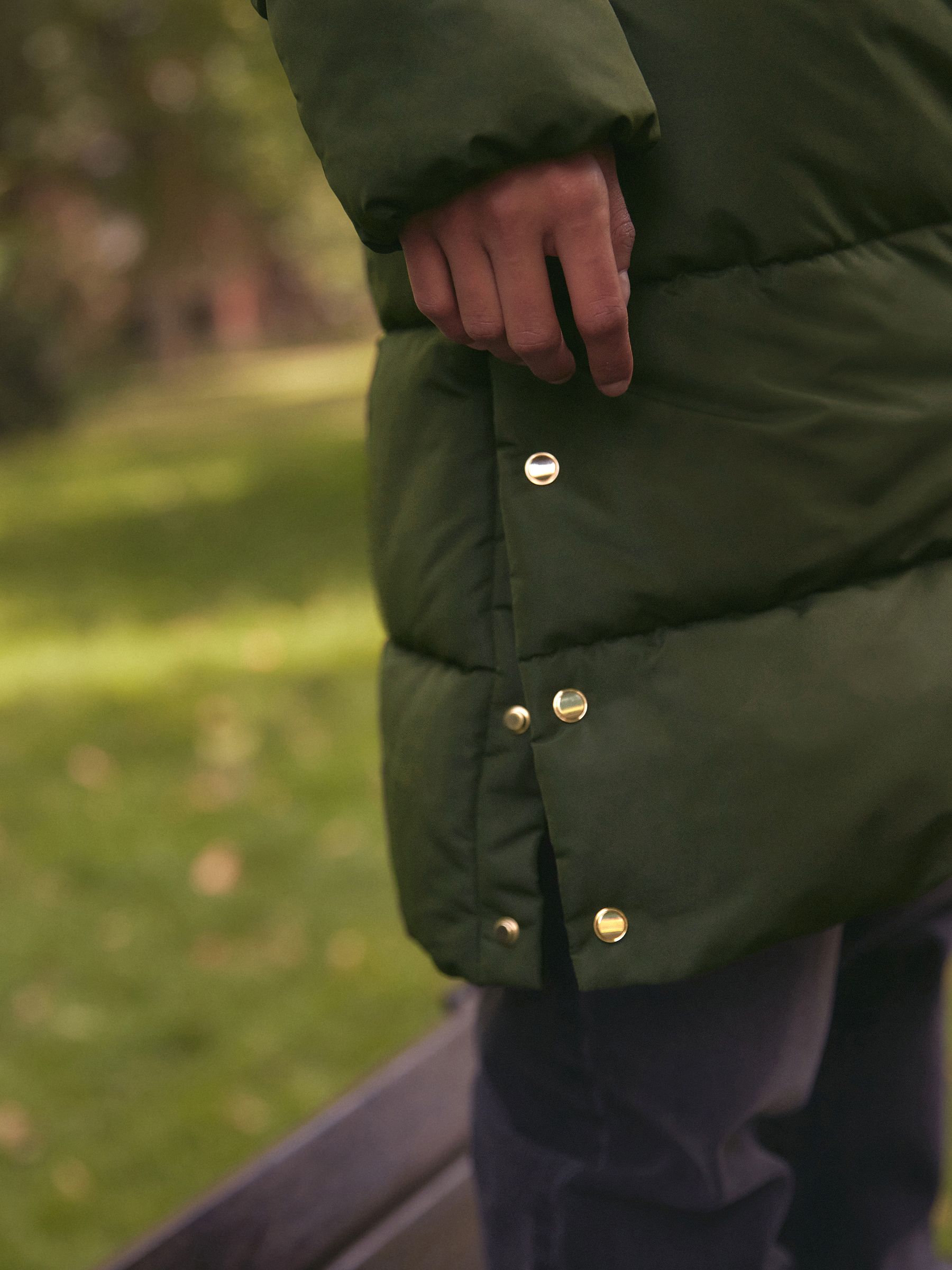 Khaki green puffer jacket women's sales