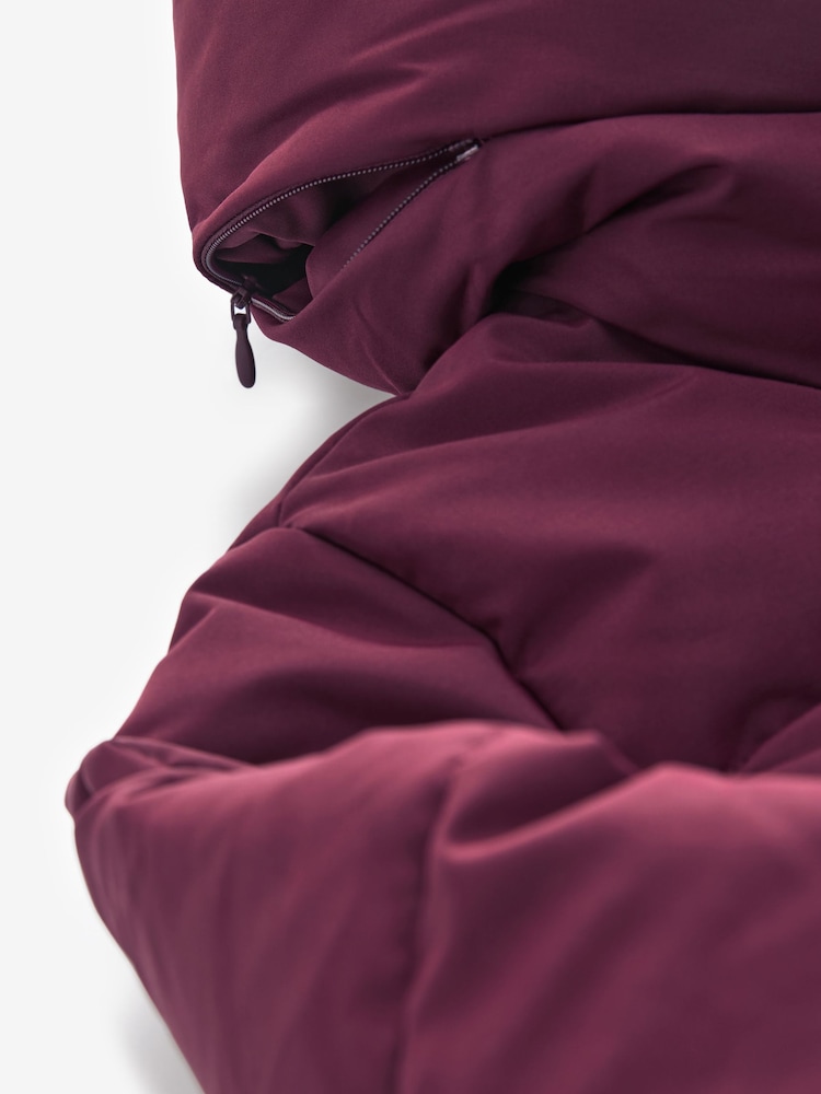 Burgundy Shower Resistant Padded Puffer Hooded Mid Length Coat - Image 10 of 10