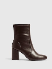 River Island Faux Leather Square Heel Stretch Boots - 圖片 1/5