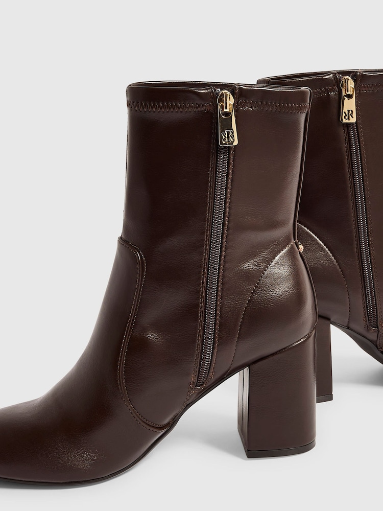 River Island Faux Leather Square Heel Stretch Boots - 圖片 5/5