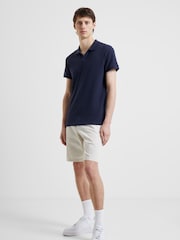 French Connection Blue Marine Pique Micro 100% Cotton Polo Shirt - Image 2 of 3