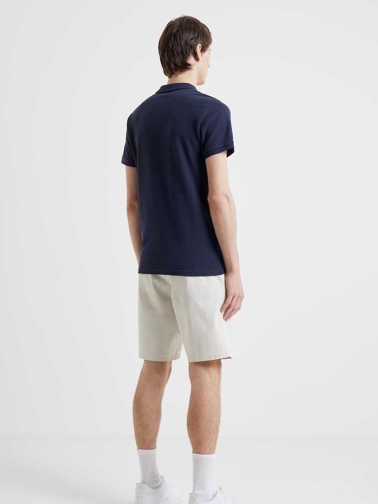 French Connection Blue Marine Pique Micro 100% Cotton Polo Shirt - Image 3 of 3