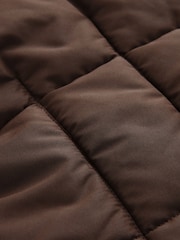 Chocolate Brown Shower Resistant Padded Puffer Hooded Mid Length Coat - Image 8 of 8