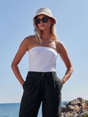 Black Linen Blend Knee Length Shorts - Image 1 of 6