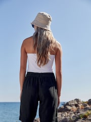 Black Linen Blend Knee Length Shorts - Image 2 of 6