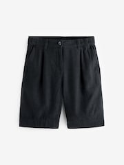 Black Linen Blend Knee Length Shorts - Image 5 of 6