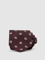 Corbata Gioele de tejido de mezcla de seda con estampado de medallones florales de Reiss - Imagen 1 de 5