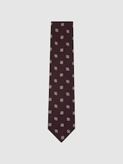Corbata Gioele de tejido de mezcla de seda con estampado de medallones florales de Reiss - Imagen 2 de 5