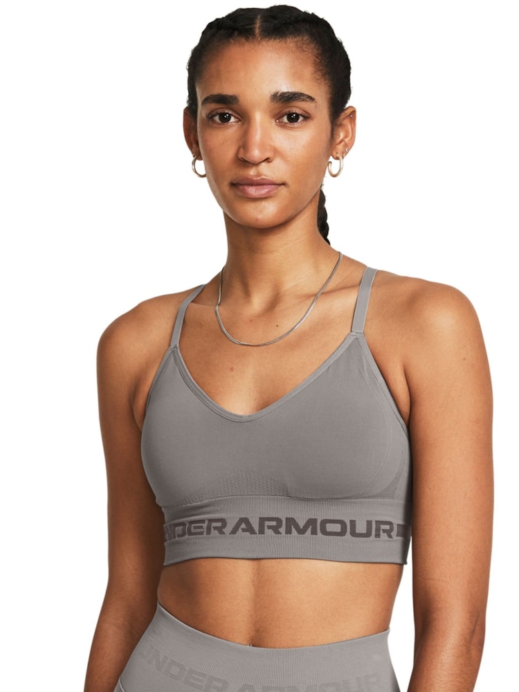 Under Armour Grey Seamless Low Long Bra - Image 1 of 8 Under Armour Grey Seamless Low Long Bra - Image 1 of 8
