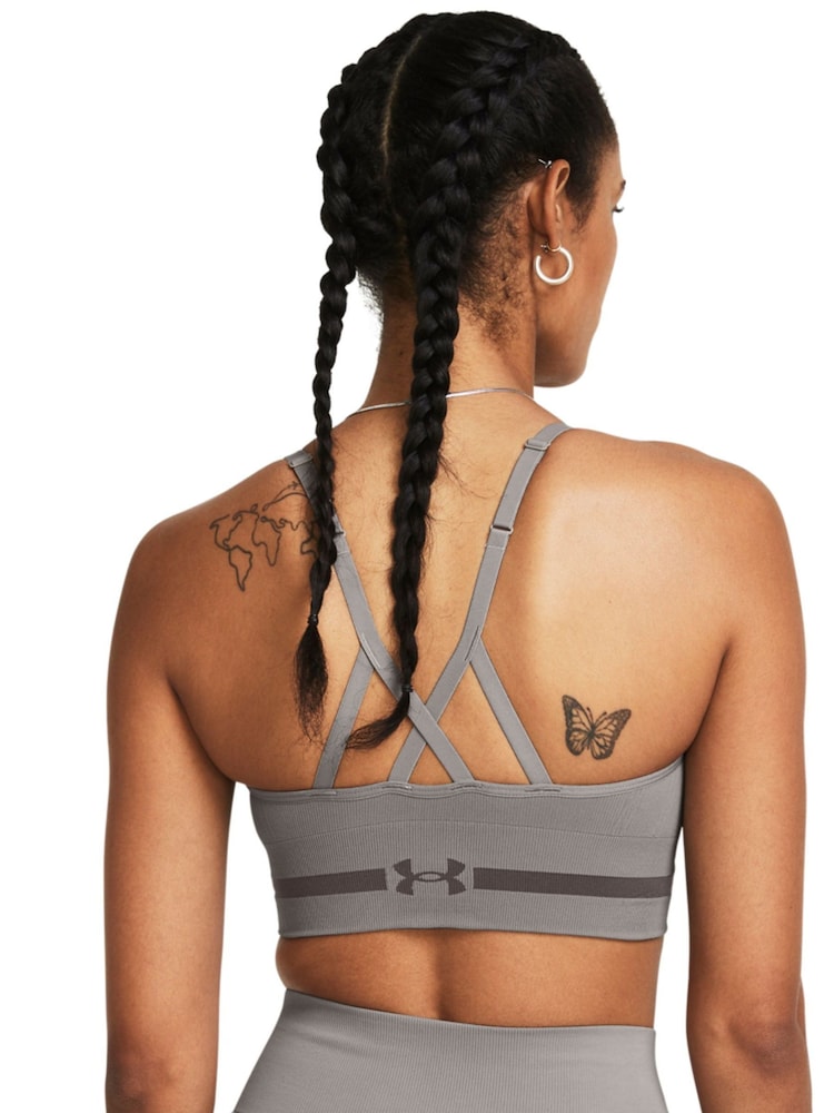 Under Armour Grey Seamless Low Long Bra - Image 2 of 8 Under Armour Grey Seamless Low Long Bra - Image 2 of 8
