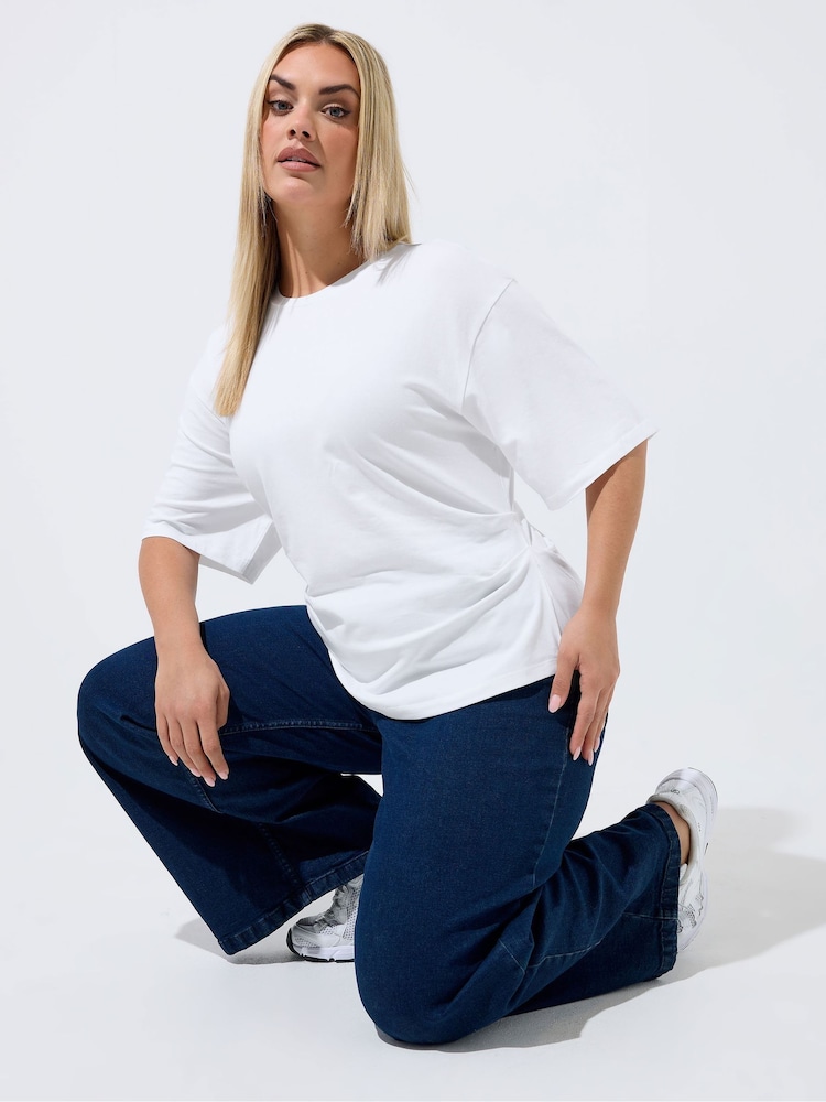 Yours Curve White Limited Corset Seam T-Shirt - Image 1 of 5 Yours Curve White Limited Corset Seam T-Shirt - Image 1 of 5