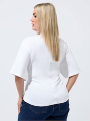 Yours Curve White Limited Corset Seam T-Shirt - Image 2 of 5