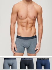 Superdry Navy Marl/Grey Marl Boxer Shorts 3 Pack - Image 1 of 6