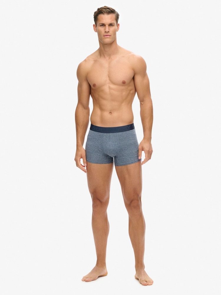 Superdry Navy Marl/Grey Marl Boxer Shorts 3 Pack - Image 2 of 6