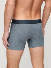 Superdry Navy Marl/Grey Marl Boxer Shorts 3 Pack - Image 3 of 6