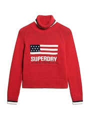 Superdry Red Americana Roll Neck Knit Jumper - Image 4 of 5
