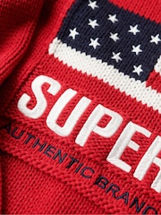 Superdry Red Americana Roll Neck Knit Jumper - Image 5 of 5