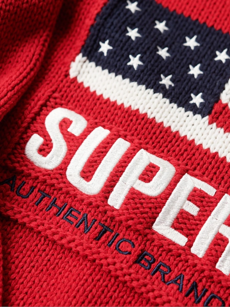 Superdry Red Americana Roll Neck Knit Jumper - Image 5 of 5