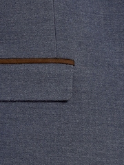 Blue Slim Slim Fit Trimmed Herringbone Suit Jacket - Image 6 of 6