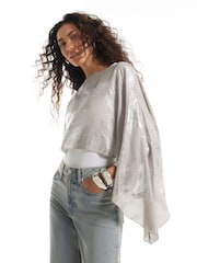 River Island Silver Asymmetric Poncho - Image 1 of 4
