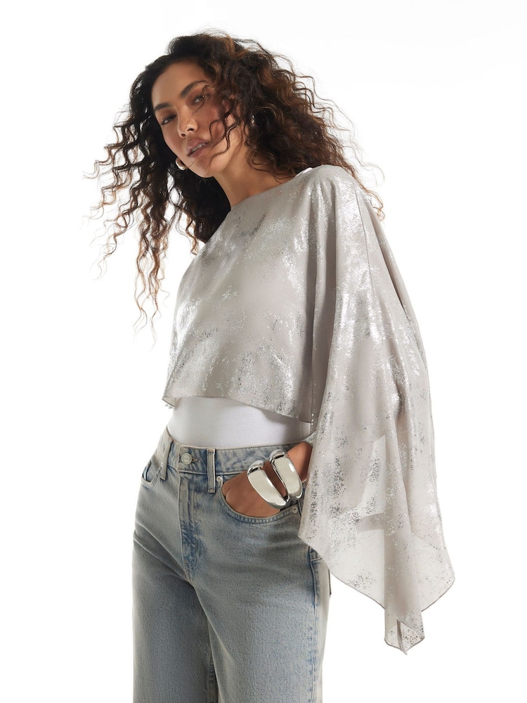 River Island Silver Asymmetric Poncho - Image 1 of 4