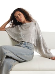 River Island Silver Asymmetric Poncho - Image 2 of 4
