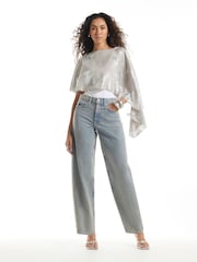 River Island Silver Asymmetric Poncho - Image 3 of 4