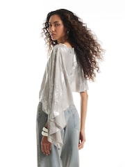 River Island Silver Asymmetric Poncho - Image 4 of 4