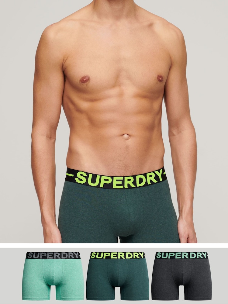 Superdry Green Boxer Shorts 3 Pack - Image 1 of 7