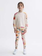 Reiss Pink Brooke Junior Floral Print Cotton Jersey Sweatshirt - Image 3 of 6